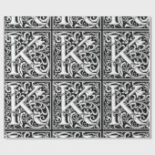 Letter K Middeleeuws Monogram Art Nouveau Cadeaupapier (Vlak)