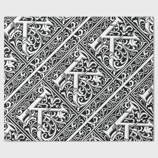 Letter K Middeleeuws Monogram Art Nouveau Cadeaupapier (Vlak)