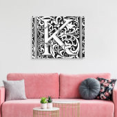 Letter K Middeleeuws Monogram Art Nouveau Canvas Afdruk (Insitu (Woonkamer))