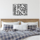 Letter K Middeleeuws Monogram Art Nouveau Canvas Afdruk (Insitu (Slaapkamer))