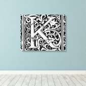 Letter K Middeleeuws Monogram Art Nouveau Canvas Afdruk (Insitu (Houten vloer))