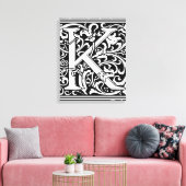 Letter K Middeleeuws Monogram Art Nouveau Canvas Afdruk (Insitu (Woonkamer))