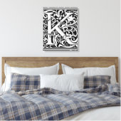 Letter K Middeleeuws Monogram Art Nouveau Canvas Afdruk (Insitu (Slaapkamer))