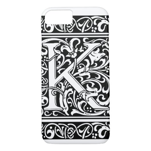 Letter K Middeleeuws Monogram Art Nouveau Case-Mate iPhone Case (Achterkant)