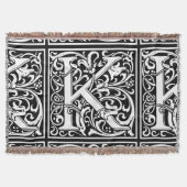 Letter K Middeleeuws Monogram Art Nouveau Deken (Voorkant)