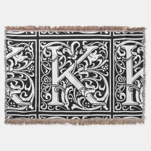 Letter K Middeleeuws Monogram Art Nouveau Deken