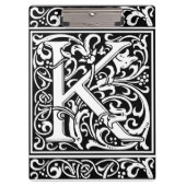 Letter K Middeleeuws Monogram Art Nouveau Klembord (Voorkant)