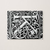 Letter K Middeleeuws Monogram Art Nouveau Legpuzzel (Horizontaal)