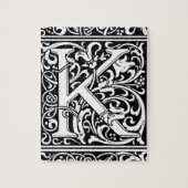 Letter K Middeleeuws Monogram Art Nouveau Legpuzzel (Verticaal)