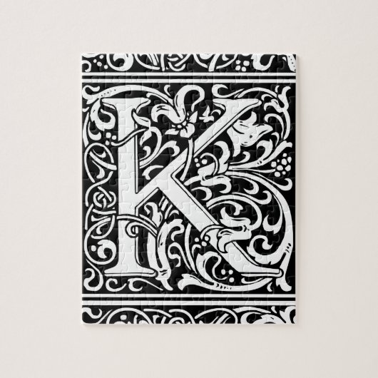 Letter K Middeleeuws Monogram Art Nouveau Legpuzzel (Verticaal)