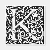 Letter K Middeleeuws Monogram Art Nouveau Magneet (Voorkant)