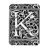Letter K Middeleeuws Monogram Art Nouveau Magneet (Verticaal)