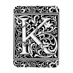 Letter K Middeleeuws Monogram Art Nouveau Magneet
