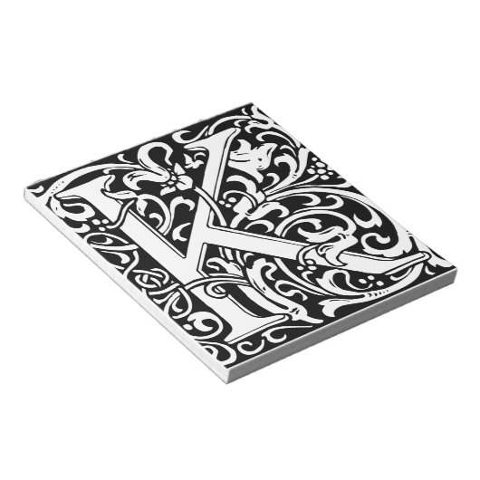 Letter K Middeleeuws Monogram Art Nouveau Notitieblok (Schuin)