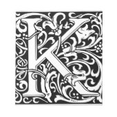 Letter K Middeleeuws Monogram Art Nouveau Notitieblok (Voorkant)