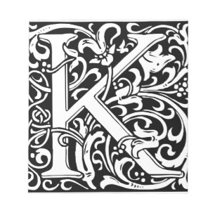 Letter K Middeleeuws Monogram Art Nouveau Notitieblok