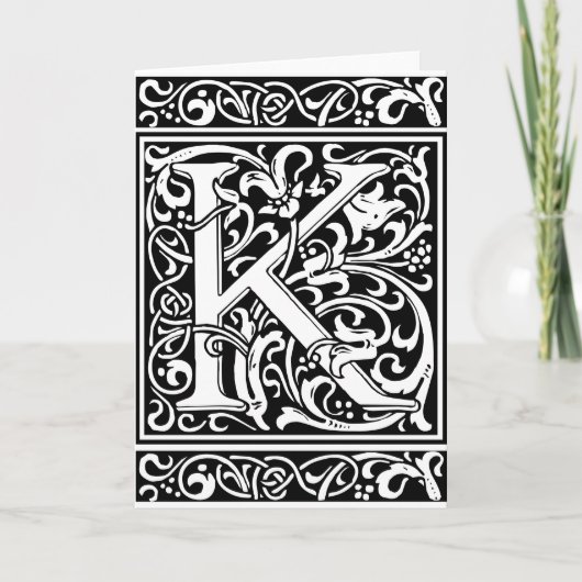 Letter K Middeleeuws Monogram Art Nouveau Notitiekaartje (Voorkant)