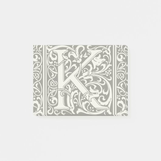 Letter K Middeleeuws Monogram Art Nouveau Post-it® Notes (Voorkant)