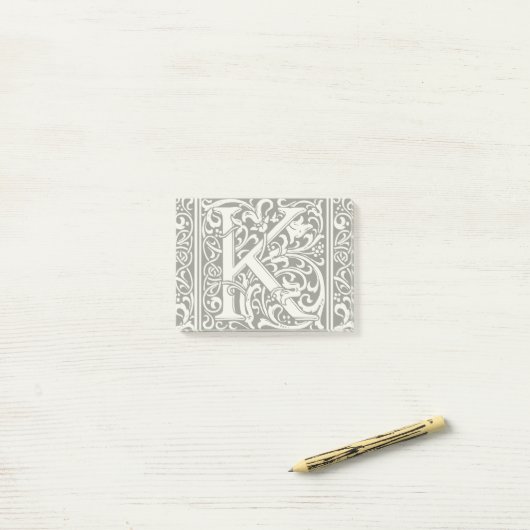 Letter K Middeleeuws Monogram Art Nouveau Post-it® Notes (Op bureau)