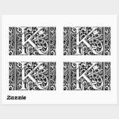 Letter K Middeleeuws Monogram Art Nouveau Rechthoekige Sticker (Vel)