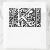 Letter K Middeleeuws Monogram Art Nouveau Rechthoekige Sticker (Tas)