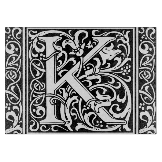 Letter K Middeleeuws Monogram Art Nouveau Snijplank (Voorkant)