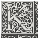 Letter K Middeleeuws Monogram Art Nouveau Stof (Close Up)