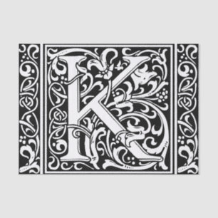 Letter K Middeleeuws Monogram Art Nouveau Tissuepapier