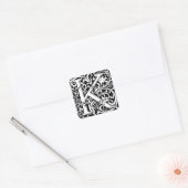 Letter K Middeleeuws Monogram Art Nouveau Vierkante Sticker (Envelop)