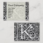 Letter K Middeleeuws Monogram Art Nouveau Visitekaartje (Voorkant / Achterkant)