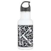 Letter K Middeleeuws Monogram Art Nouveau Waterfles (Voorkant)