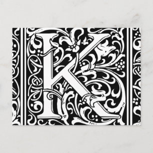 Letter K Middeleeuwse Monogram Art Nouveau Briefkaart