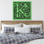 Letter K Middeleeuwse Monogram Art Nouveau Canvas Afdruk (Insitu (Slaapkamer))