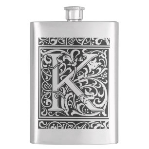 Letter K Middeleeuwse Monogram Art Nouveau Heupfles