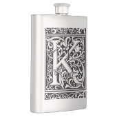 Letter K Middeleeuwse Monogram Art Nouveau Heupfles (Rechts)
