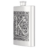Letter K Middeleeuwse Monogram Art Nouveau Heupfles (Links)