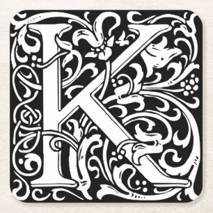 Letter K Middeleeuwse Monogram Art Nouveau Kartonnen Onderzetters