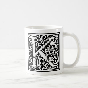 Letter K Middeleeuwse Monogram Art Nouveau Koffiemok