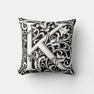 Letter K Middeleeuwse Monogram Art Nouveau Kussen