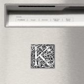 Letter K Middeleeuwse Monogram Art Nouveau Magneet (Insitu (Vaatwasser))