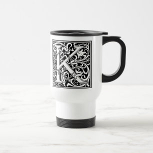 Letter K Middeleeuwse Monogram Art Nouveau Reisbeker