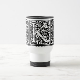 Letter K Middeleeuwse Monogram Art Nouveau Reisbeker