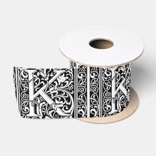 Letter K Middeleeuwse Monogram Art Nouveau Satijnen Lint