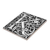 Letter K Middeleeuwse Monogram Art Nouveau Tegeltje (Zijkant)