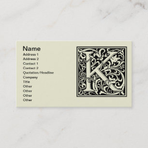 Letter K Middeleeuwse Monogram Art Nouveau Visitekaartje