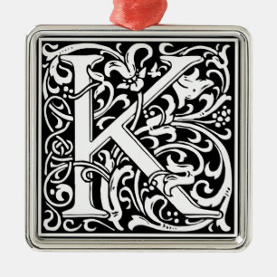 Letter K Middeleeuwse Monogram Vintage Initiaal Metalen Ornament
