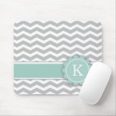 Letter K Mint Monogram Gray Chevron Muismat (Met muis)