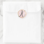 Letter K Monogram Blush Roze Waterverf Goud Chic Ronde Sticker (Tas)