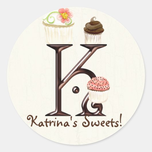 Letter K Monogram Cupcake Logo Zakelijke Stickers (Voorkant)
