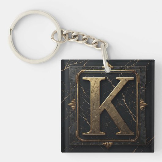 🔑 Letter K Monogram Geschenk voor Hem 🎁 Sleutelhanger (Voorkant)
